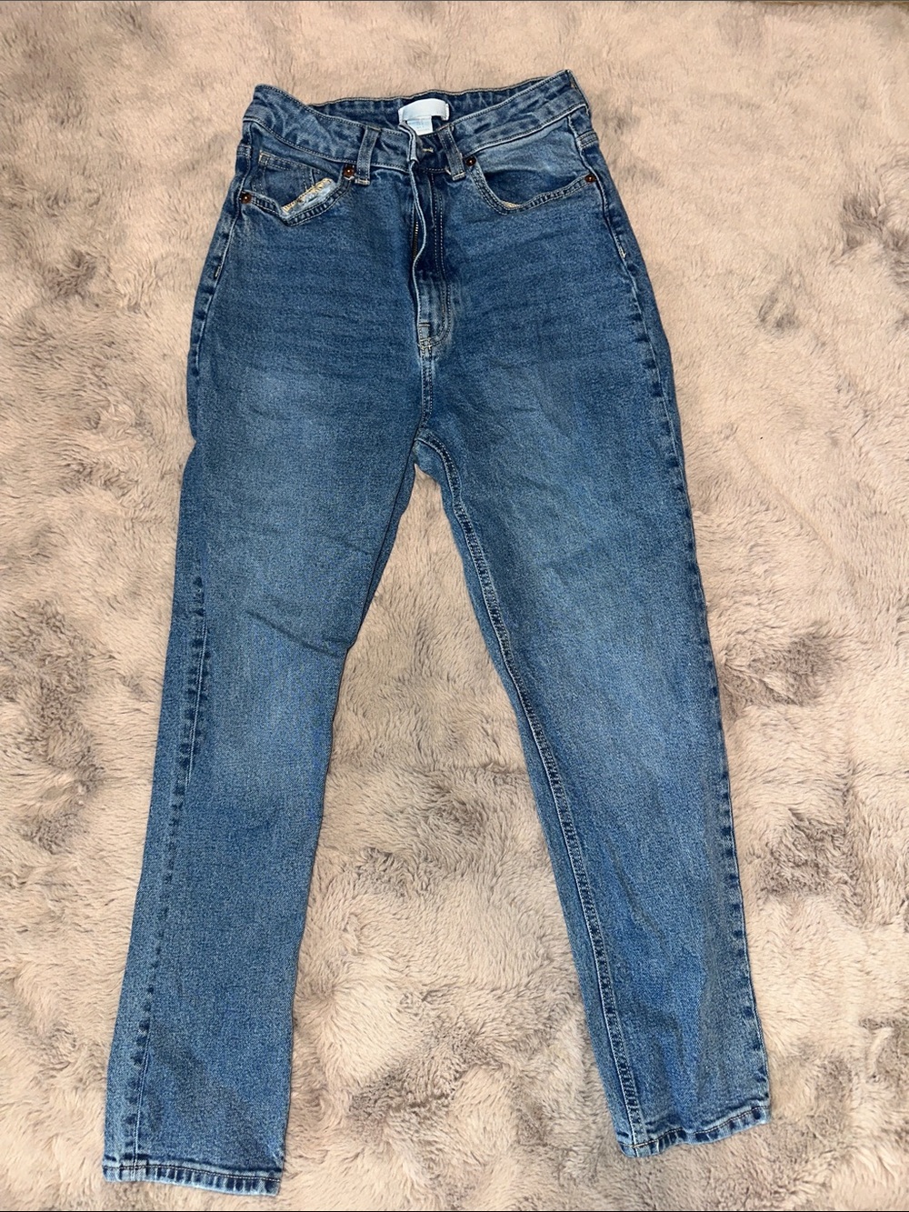 H&M High-Rise Straight Leg Blue Jeans